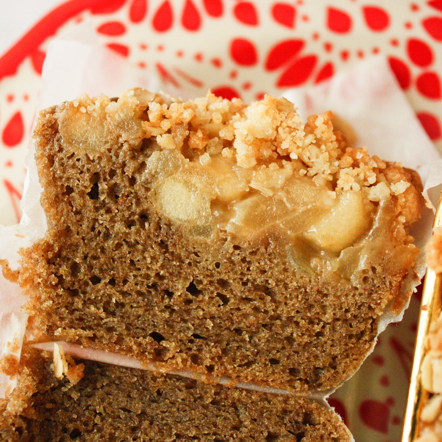 Hojicha Miso Caramel Apple Crumb Cake